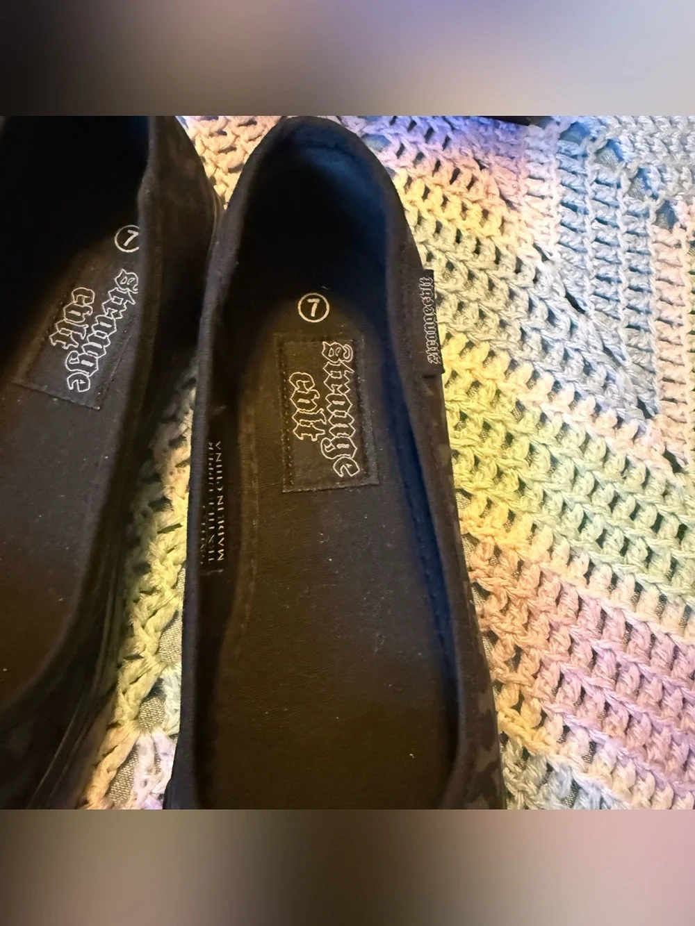 Strange Cult Black Emily Bat Slip-On Flats